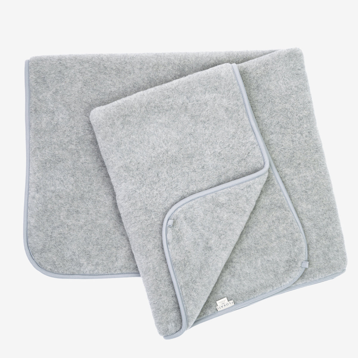 Meringue 2-ply merino blanket folded open
