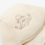 Merino Wool Baby Hat “Sheep” with Embroidery; Ecru
