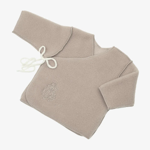 Merino Wool Baby Jacket “Sheep” with Embroidery; Beige