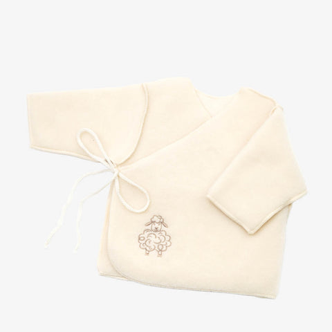 Merino Wool Baby Jacket “Sheep” with Embroidery; Ecru