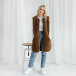 Merino Wool Vest ''Pearl'' Dark Brown