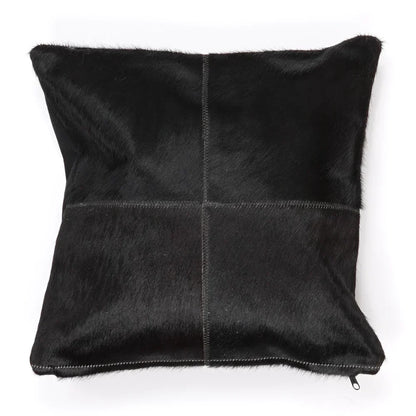 Cowhide cushion in Black, 40 × 40 cm