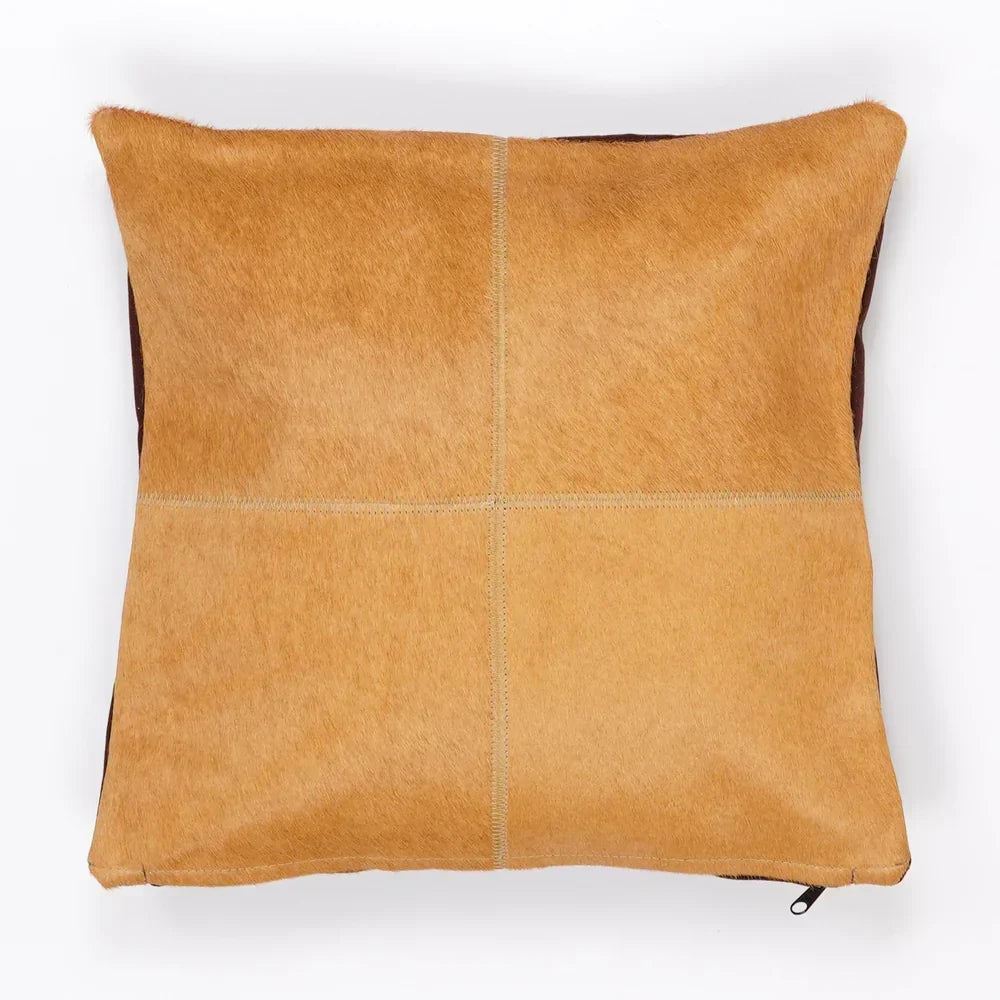 Cowhide cushion in Caramel, 40 × 40 cm