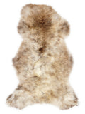 British multicolour sheepskin rug of about 105 × 60 cm, seen from above: the exact sheepskin you receive