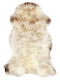 British multicolour sheepskin rug of about 110 × 60 cm, seen from above: the exact sheepskin you receive