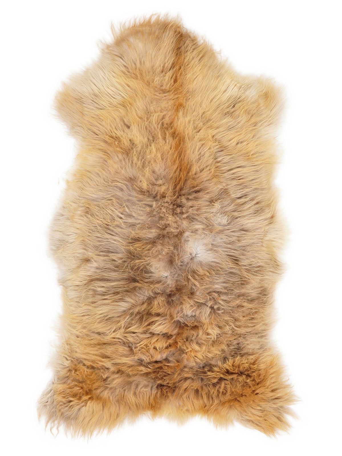 British multicolour sheepskin rug of about 120 × 60 cm, seen from above: the exact sheepskin you receive