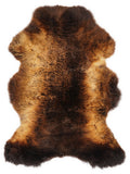 British multicolour sheepskin rug of about 110 × 70 cm, seen from above: the exact sheepskin you receive