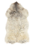 British multicolour sheepskin rug of about 110 × 60 cm, seen from above: the exact sheepskin you receive