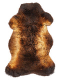 British multicolour sheepskin rug of about 110 × 65 cm, seen from above: the exact sheepskin you receive