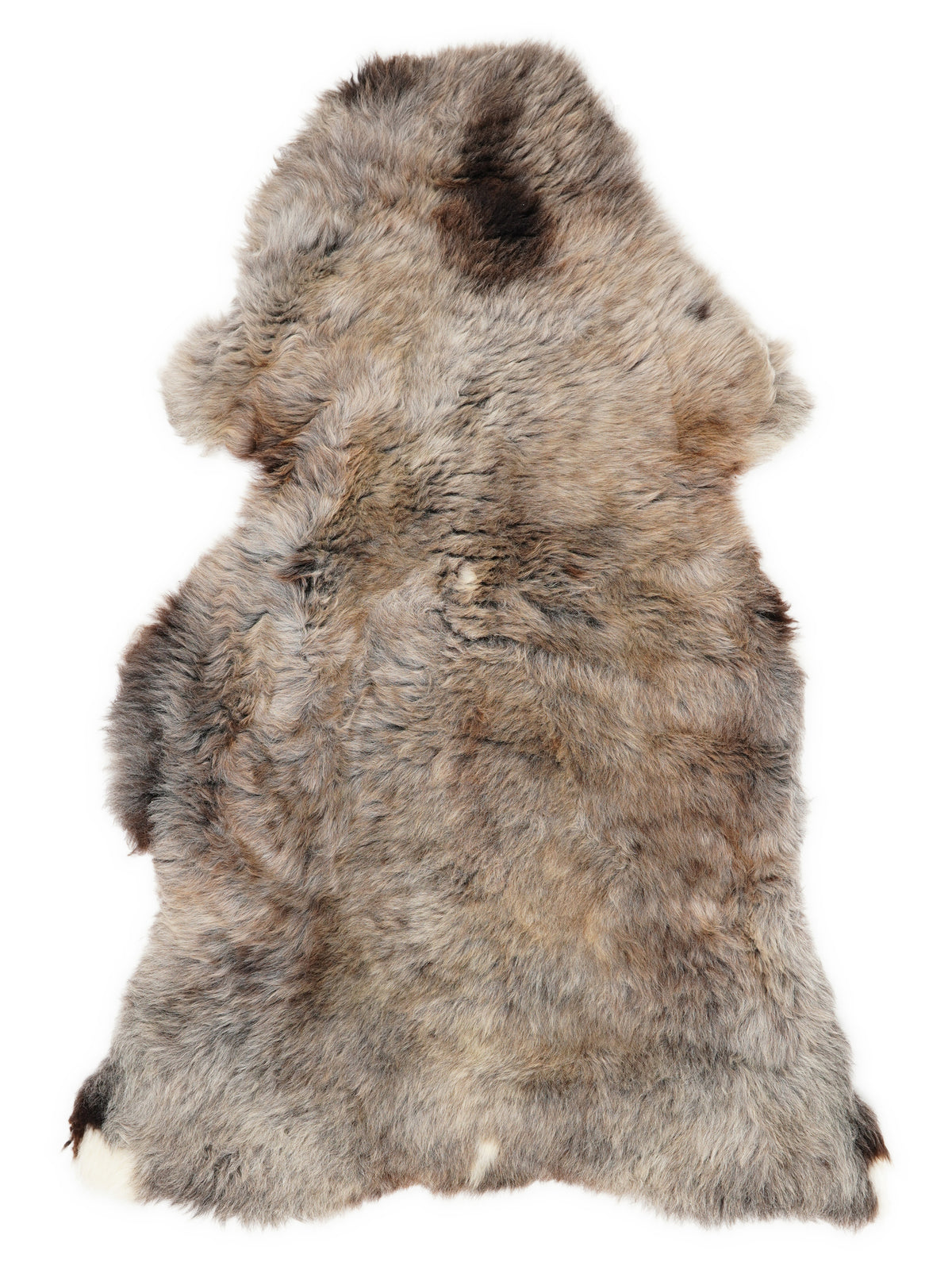 British multicolour sheepskin rug of about 140 × 75 cm, seen from above: the exact sheepskin you receive