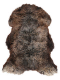 British multicolour sheepskin rug of about 130 × 80 cm, seen from above: the exact sheepskin you receive