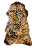 British multicolour sheepskin rug of about 130 × 60 cm, seen from above: the exact sheepskin you receive