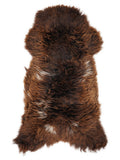 British multicolour sheepskin rug of about 130 × 60 cm, seen from above: the exact sheepskin you receive