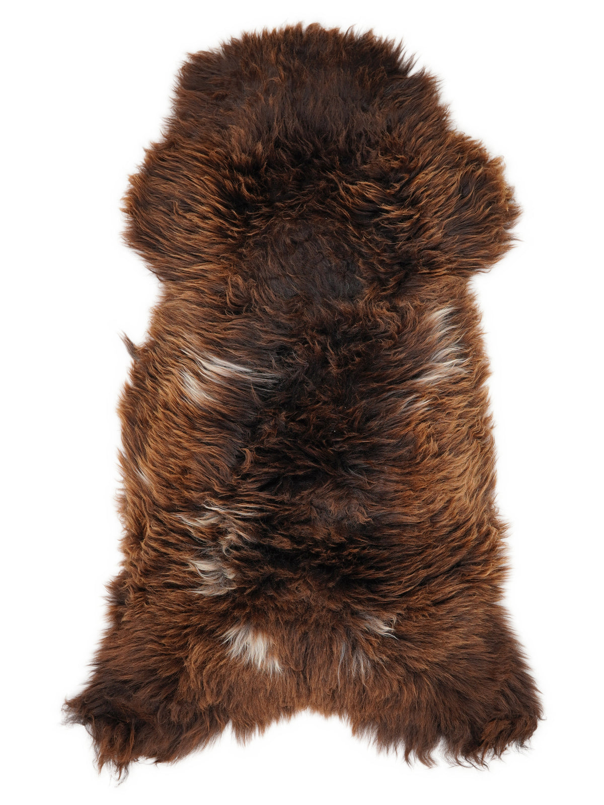 British multicolour sheepskin rug of about 130 × 60 cm, seen from above: the exact sheepskin you receive