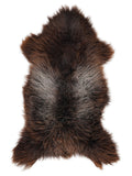 British multicolour sheepskin rug of about 130 × 65 cm, seen from above: the exact sheepskin you receive