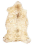 British multicolour sheepskin rug of about 110 × 55 cm, seen from above: the exact sheepskin you receive
