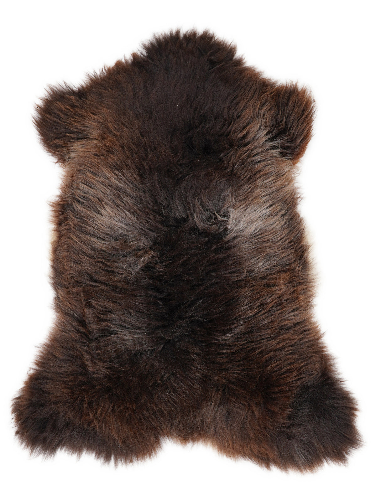 British multicolour sheepskin rug of about 110 × 60 cm, seen from above: the exact sheepskin you receive