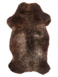 British multicolour sheepskin rug of about 100 × 50 cm, seen from above: the exact sheepskin you receive
