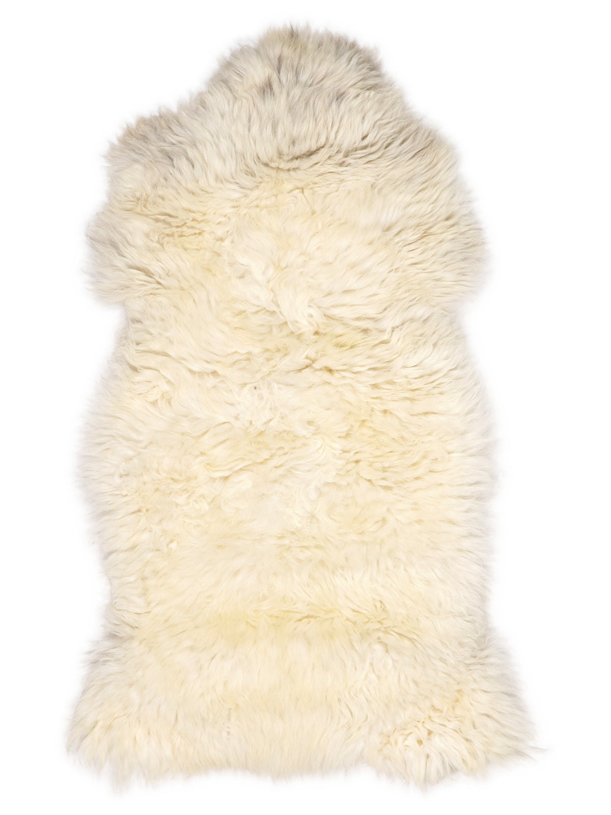 British multicolour sheepskin rug of about 130 × 70 cm, seen from above: the exact sheepskin you receive