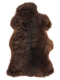 Brown sheepskin rug of about 120 × 65 cm, seen from above: the exact sheepskin you receive
