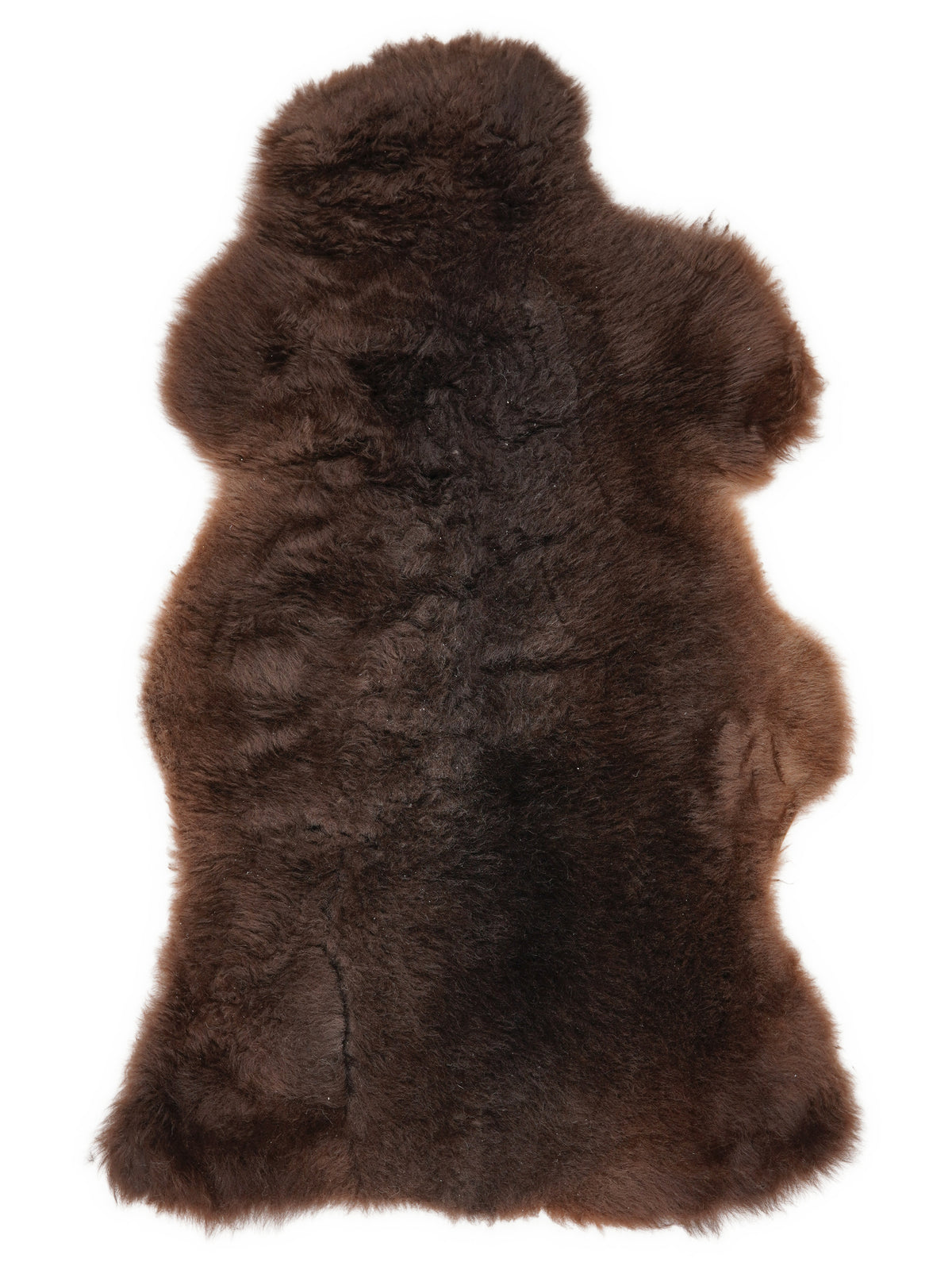 Brown sheepskin rug of about 120 × 65 cm, seen from above: the exact sheepskin you receive