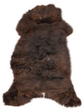 Brown sheepskin rug of about 105 × 55 cm, seen from above: the exact sheepskin you receive