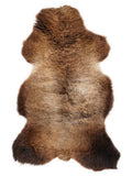 Brown sheepskin rug of about 115 × 50 cm, seen from above: the exact sheepskin you receive