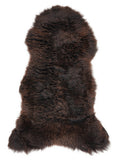 Brown sheepskin rug of about 130 × 60 cm, seen from above: the exact sheepskin you receive