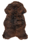 Brown sheepskin rug of about 120 × 65 cm, seen from above: the exact sheepskin you receive