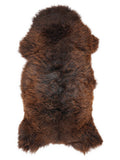 Brown sheepskin rug of about 130 × 60 cm, seen from above: the exact sheepskin you receive