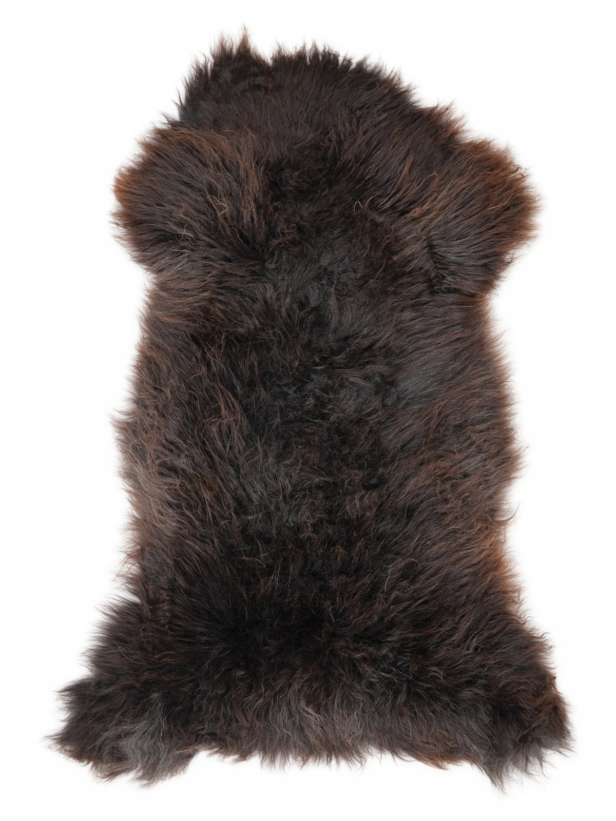 British multicolour sheepskin rug of about 130 × 65 cm, seen from above: the exact sheepskin you receive