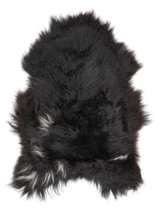 Icelandic multicolour sheepskin rug of about 110 × 70 cm, seen from above: the exact sheepskin you receive