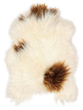 Icelandic multicolour sheepskin rug of about 110 × 75 cm, seen from above: the exact sheepskin you receive