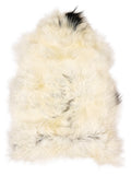 Icelandic multicolour sheepskin rug of about 110 × 75 cm, seen from above: the exact sheepskin you receive