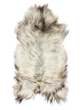 Grey Icelandic sheepskin rug of about 125 × 65 cm, seen from above: the exact sheepskin you receive