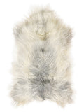 Grey Icelandic sheepskin rug of about 130 × 70 cm, seen from above: the exact sheepskin you receive