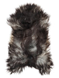 Grey Icelandic sheepskin rug of about 130 × 70 cm, seen from above: the exact sheepskin you receive