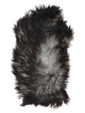 Grey Icelandic sheepskin rug of about 130 × 70 cm, seen from above: the exact sheepskin you receive