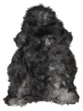 Grey Icelandic sheepskin rug of about 120 × 75 cm, seen from above: the exact sheepskin you receive