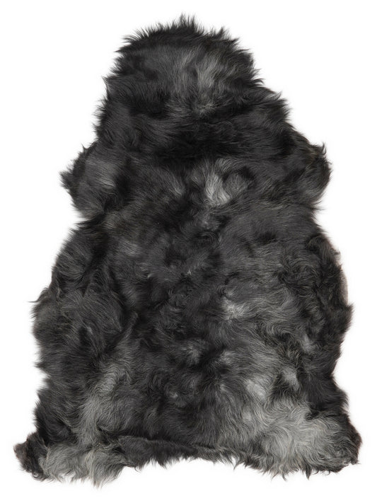 Grey Icelandic sheepskin rug of about 120 × 75 cm, seen from above: the exact sheepskin you receive