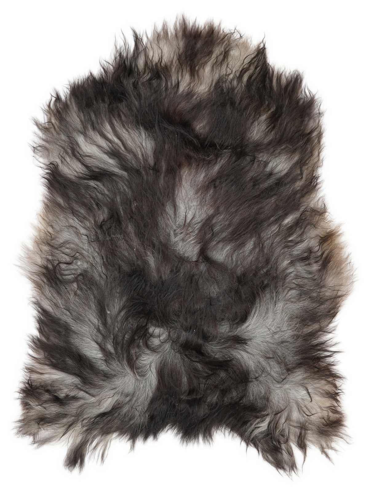 Grey Icelandic sheepskin rug of about 120 × 80 cm, seen from above: the exact sheepskin you receive