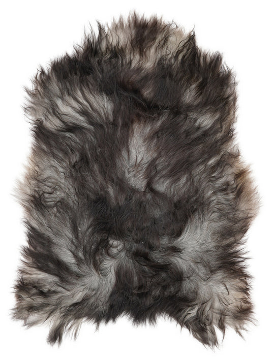 Grey Icelandic sheepskin rug of about 120 × 80 cm, seen from above: the exact sheepskin you receive