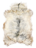 Grey Icelandic sheepskin rug of about 110 × 70 cm, seen from above: the exact sheepskin you receive