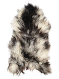 Grey Icelandic sheepskin rug of about 120 × 65 cm, seen from above: the exact sheepskin you receive