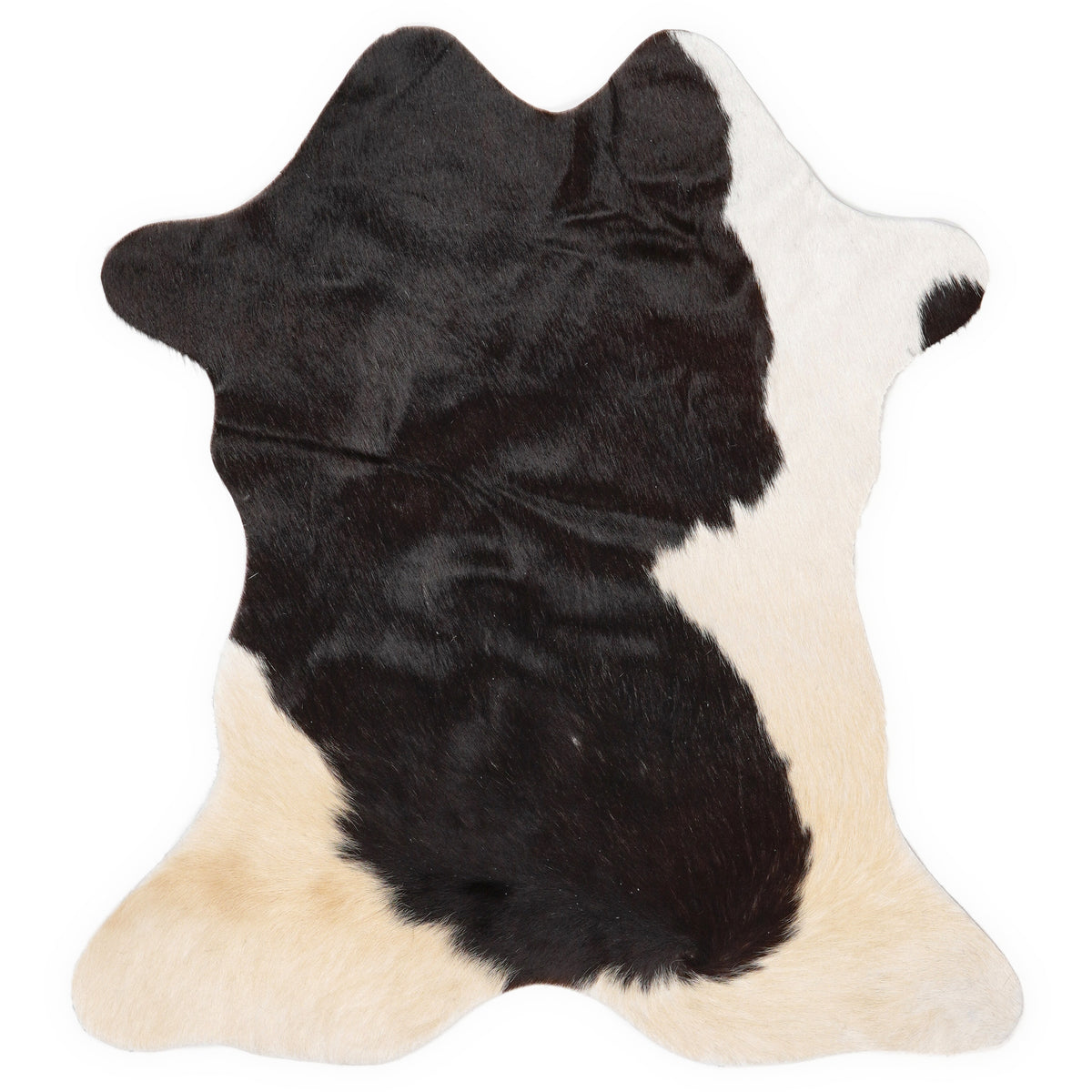 Mini cowhide of about 70 × 70 cm, seen from above: the exact hide you receive