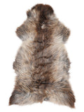 British multicolour sheepskin rug of about 130 × 65 cm, seen from above: the exact sheepskin you receive