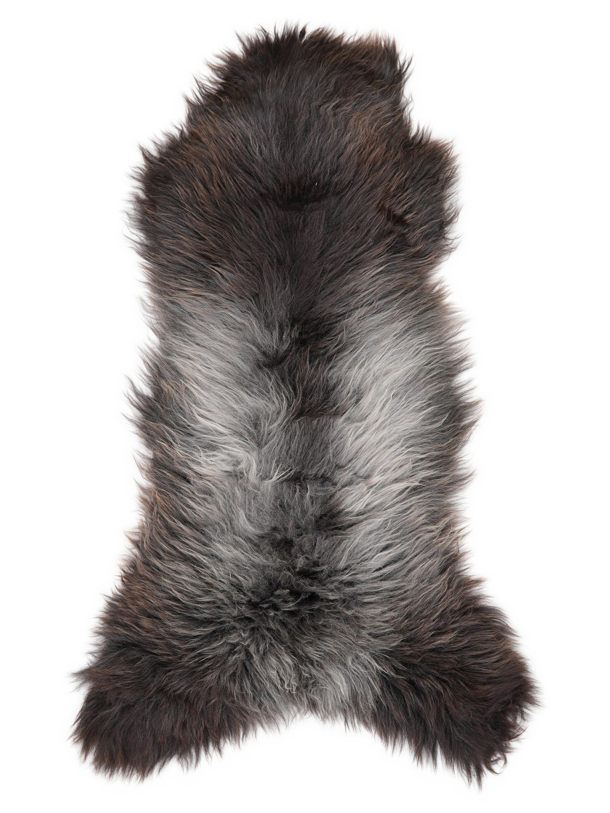 British multicolour sheepskin rug of about 130 × 50 cm, seen from above: the exact sheepskin you receive