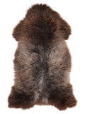 British multicolour sheepskin rug of about 125 × 65 cm, seen from above: the exact sheepskin you receive