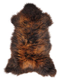 British multicolour sheepskin rug of about 130 × 65 cm, seen from above: the exact sheepskin you receive
