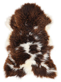 British multicolour sheepskin rug of about 125 × 75 cm, seen from above: the exact sheepskin you receive